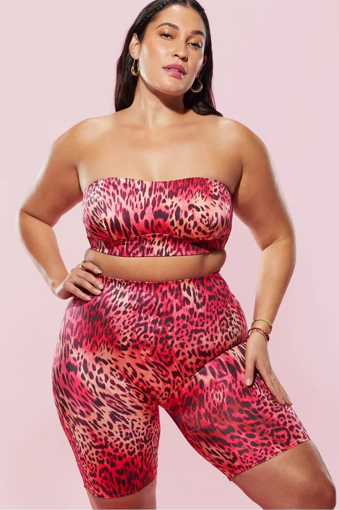 Fabletics cheetah biker online shorts