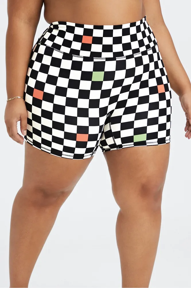 Plus size cheap checkered biker shorts