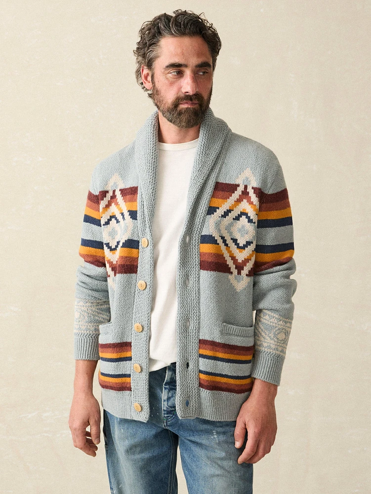 Faherty Steven Paul Judd Cardigan Sweater - Mountain River