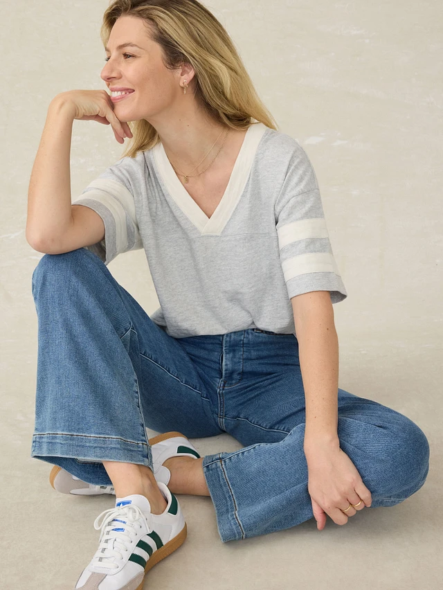 Faherty  Sunwashed Slub Varsity Tee レディース シャツ トップス Phantom Varsity Women's Faherty Sunwashed Slub Varsity Tee | Zappos.com