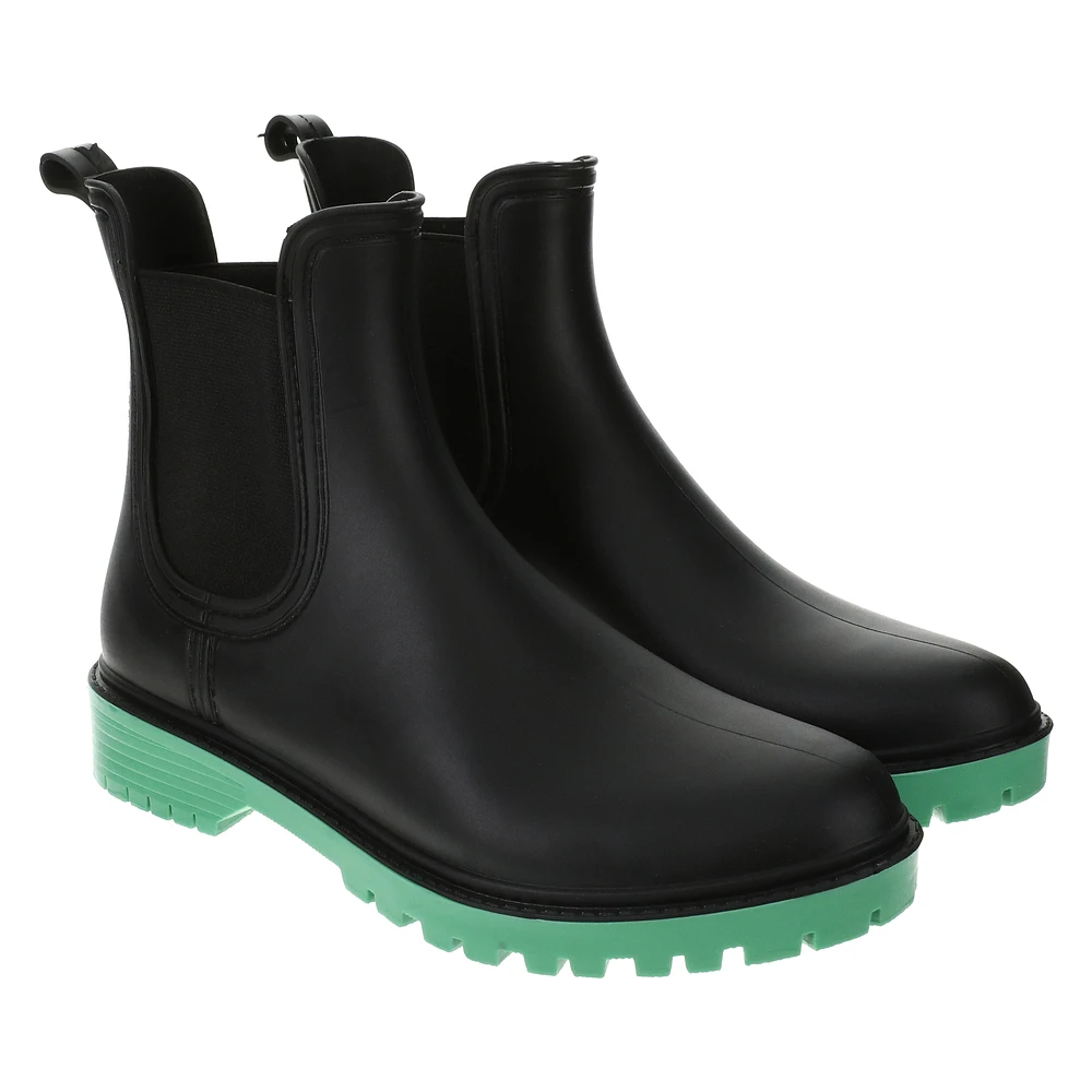 Ladies black rain boots deals