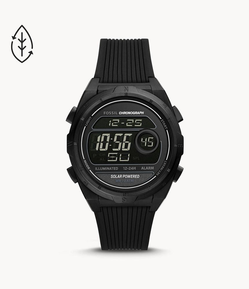 FOSSIL Everett Solar-Powered Digital Black Silicone Watch - FS5859 - Fossil | Mall of AmericaÂ®