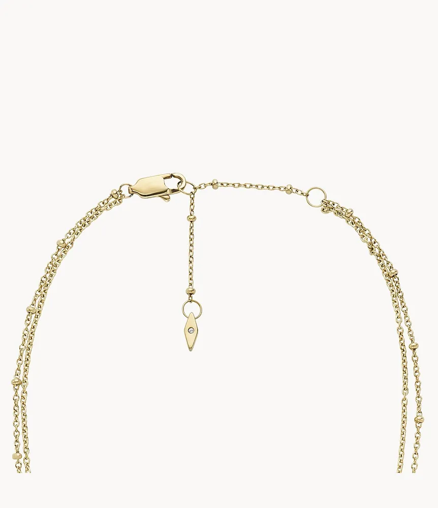 Fossil Elliott Gold-Tone Stainless Steel Multi Strand Necklace | Square One