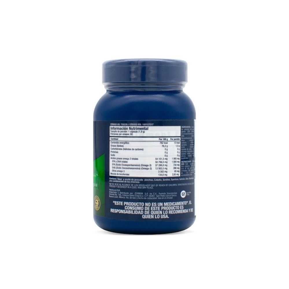 GNC Triple Strength Fish Oil Aceite de Pescado Omega 3 GNC 60 Cápsulas