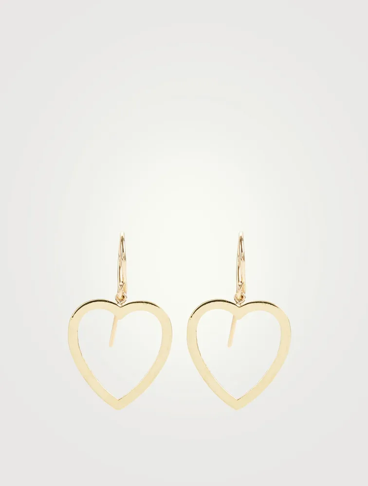 JENNIFER MEYER Large Gold Open Heart Drop Earrings | Square One