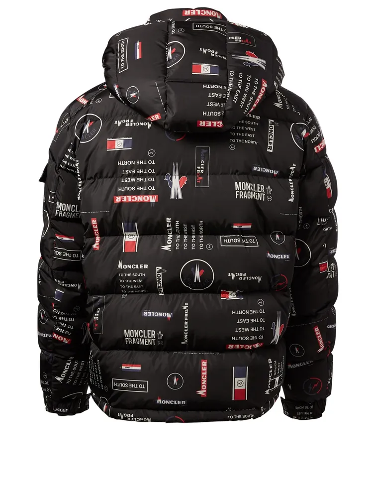 7 Moncler x Fragment Jain Down Puffer Jacket In Logo Print