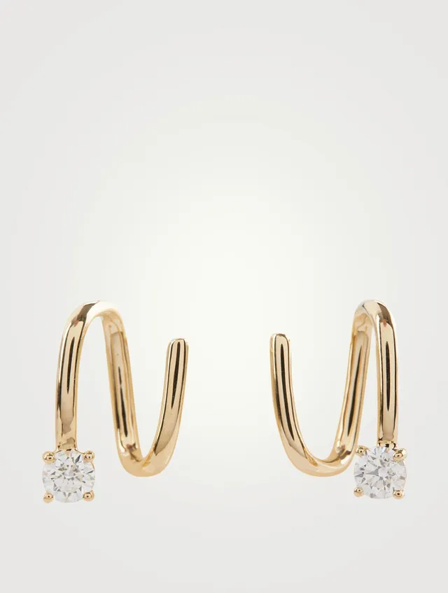 YI COLLECTION 18K Gold Linked Chain Earring With Diamonds | Square One