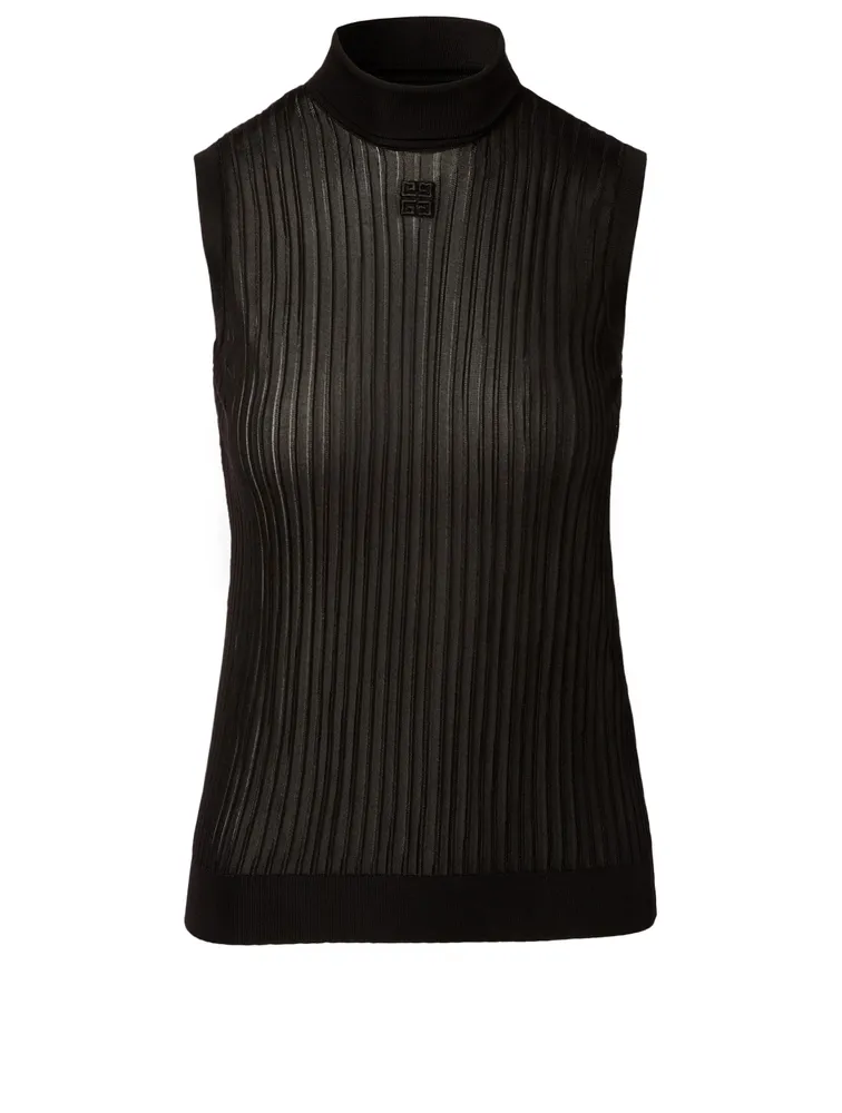 GIVENCHY Ribbed Sleeveless Turtleneck Square One