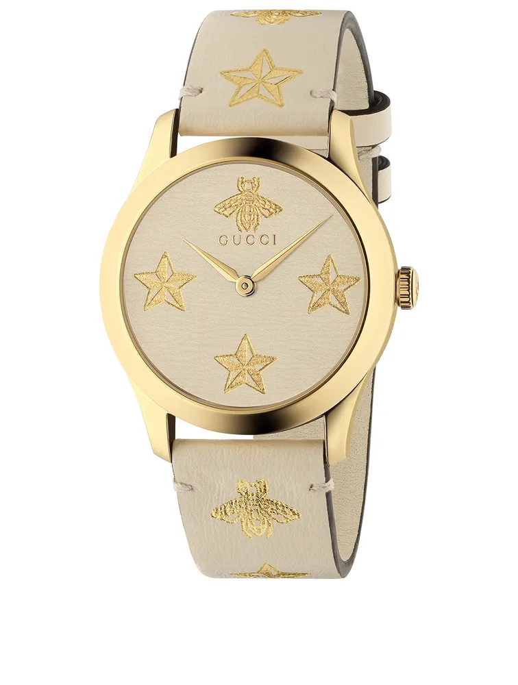 GUCCI Medium G-Timeless Goldtone Leather Strap Watch | Yorkdale Mall