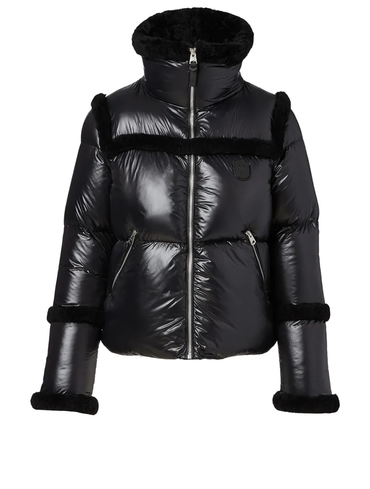 Miya shearling trim store puffer jacket