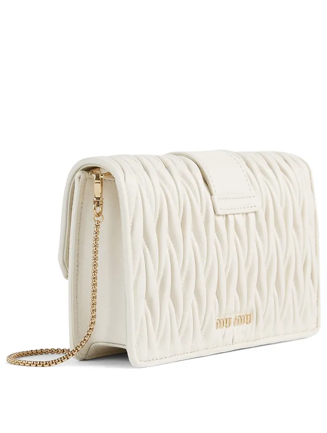 MIU MIU Matelassé Leather Clutch Bag With Jewel Buckle