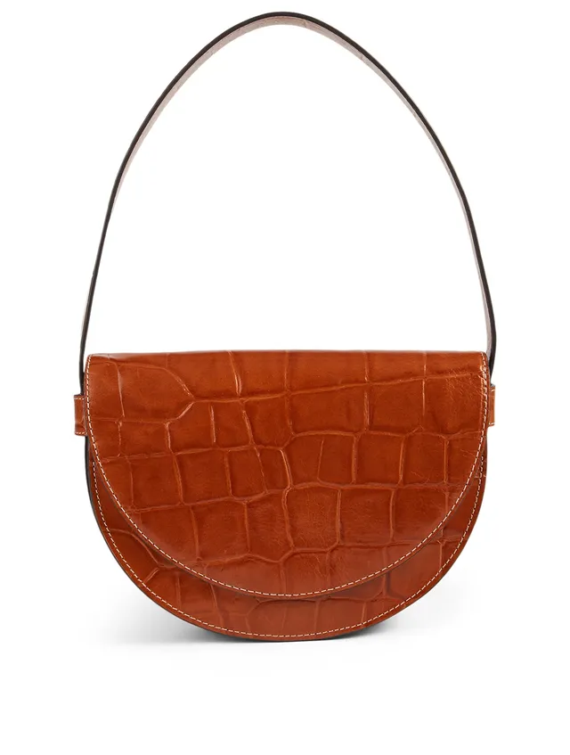 STAUD Amal Croc Embossed Shoulder Bag Square One