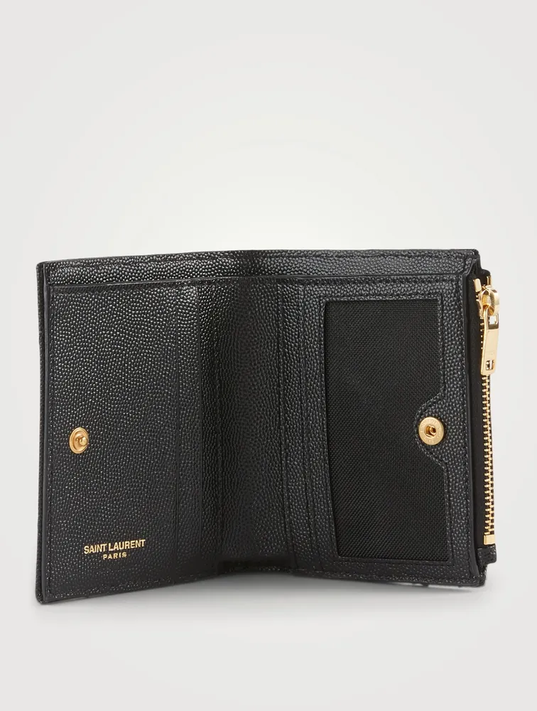 SAINT LAURENT YSL Monogram Leather Zipped Card Holder | Square One