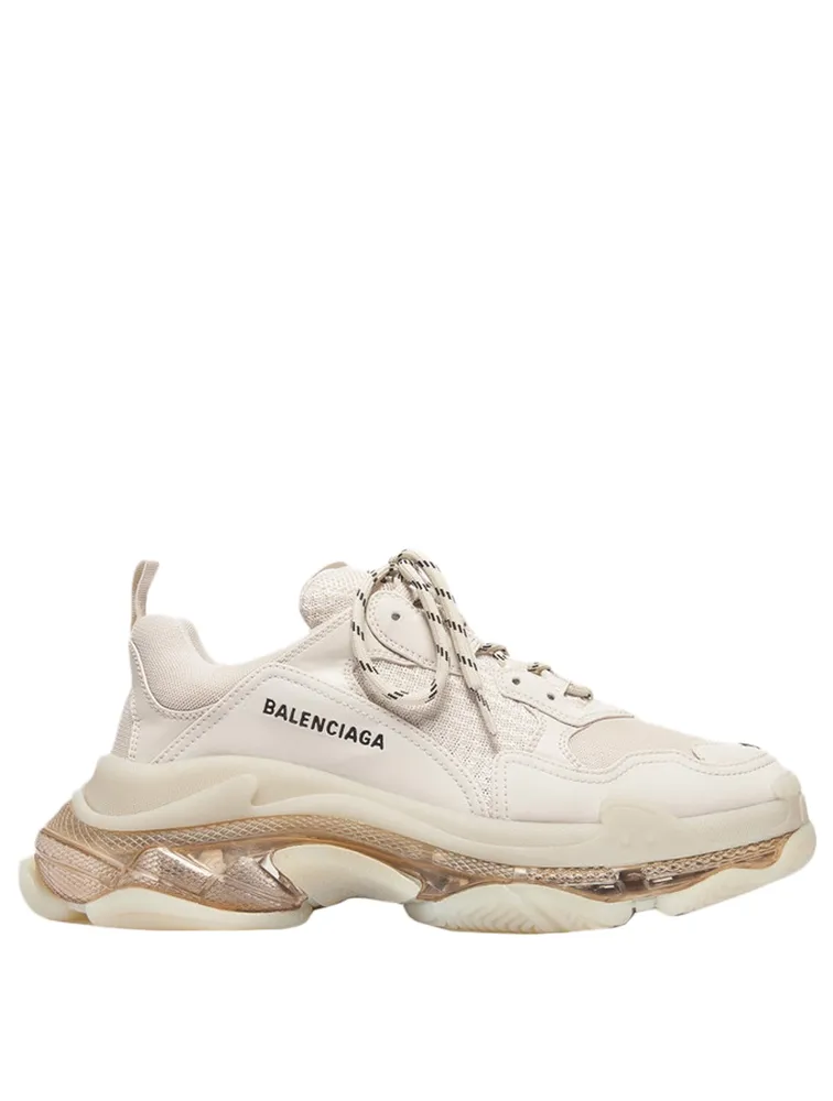 BALENCIAGA Triple S Clear Sole Leather And Mesh Sneakers | Square One