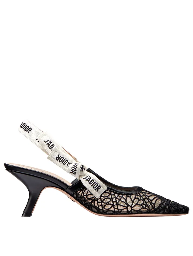 Dior & Moi Cannage Embroidered Mesh Slingback Pumps | Square One