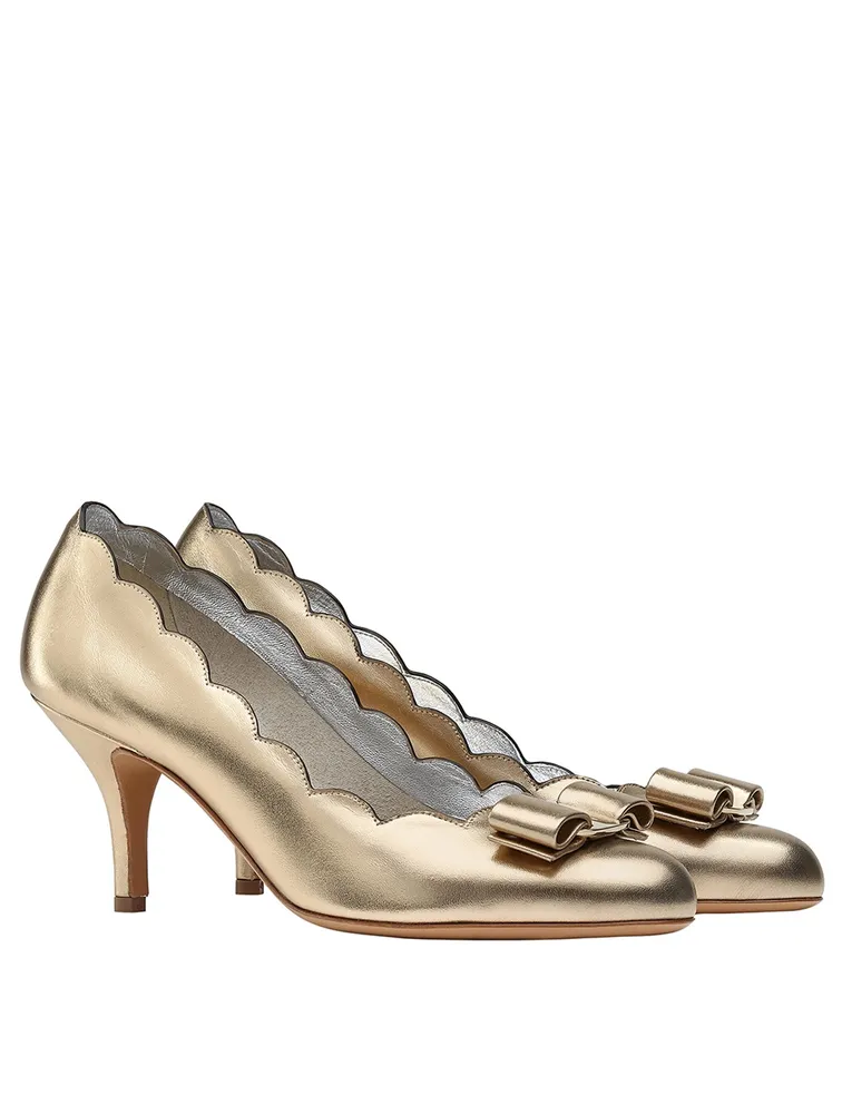 FERRAGAMO Carla Metallic Leather Pumps | Yorkdale Mall