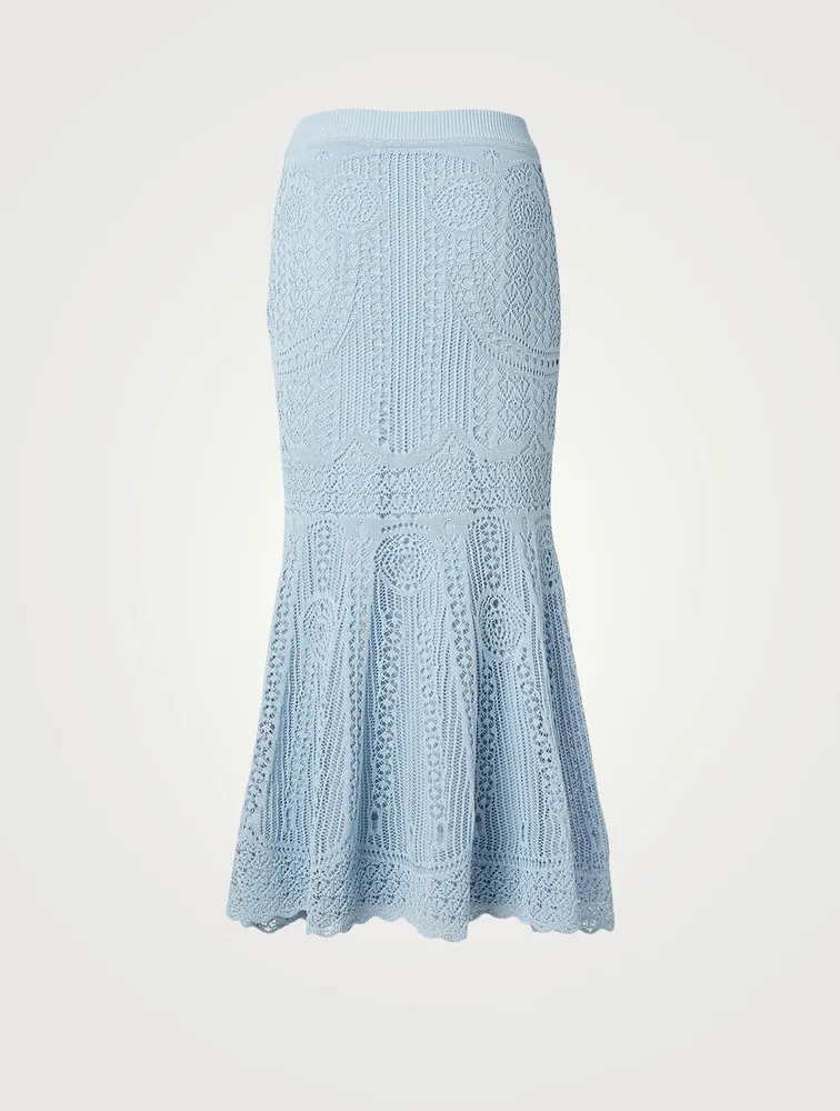 ALEXANDER MCQUEEN Patchwork Lace Knit Midi Skirt | Square One