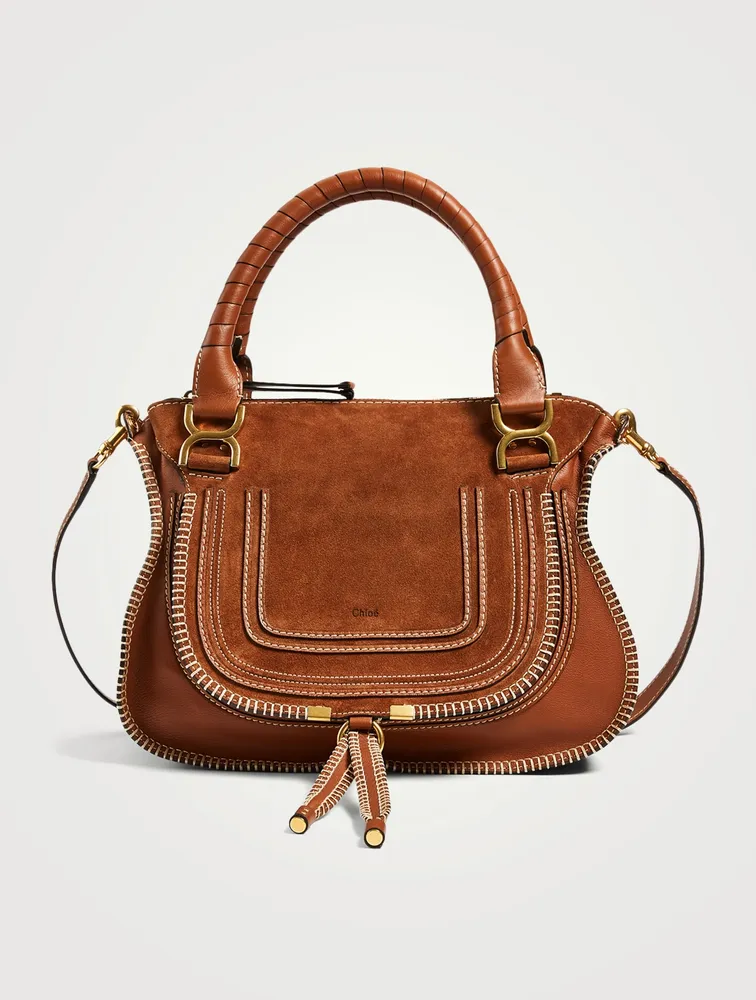 CHLOÉ Medium Marcie Stitched Suede And Leather Shoulder Bag