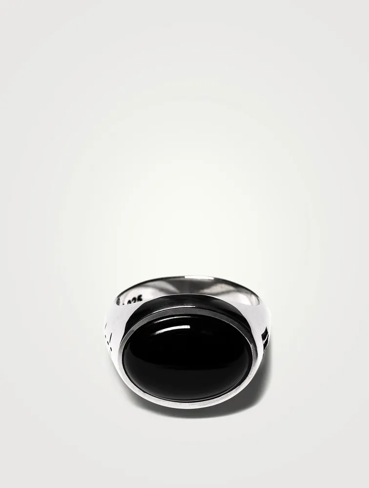 Holt Renfrew Sterling Silver Tubby Ring With Onyx | Square One