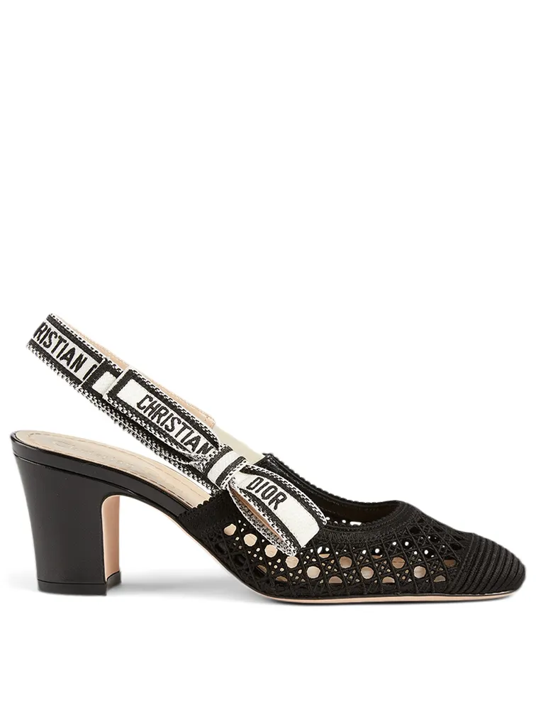 Dior & Moi Cannage Embroidered Mesh Slingback Pumps | Square One