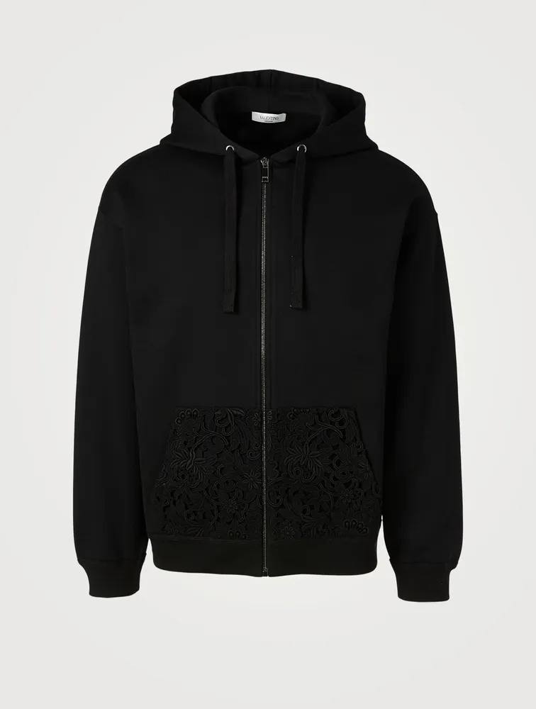 VALENTINO Zip Hoodie With Macram Pocket Yorkdale Mall