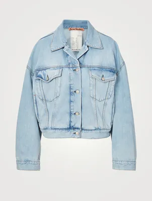 COVERNAT ♥cropped collarless denim jacket/追跡付 Indie Designs Collarless Cropped Denim Jacket – Indie