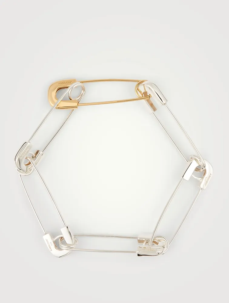 AMBUSH Sterling Silver And 18K Goldplated Safety Pin Bracelet