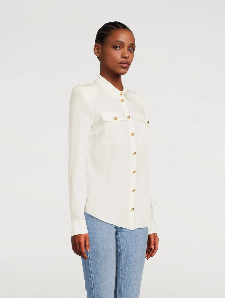 BALMAIN Silk Crepe De Chine Shirt | Square One