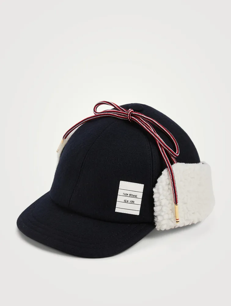 THOM BROWNE Wool And Shearling Hunting Cap | Yorkdale Mall