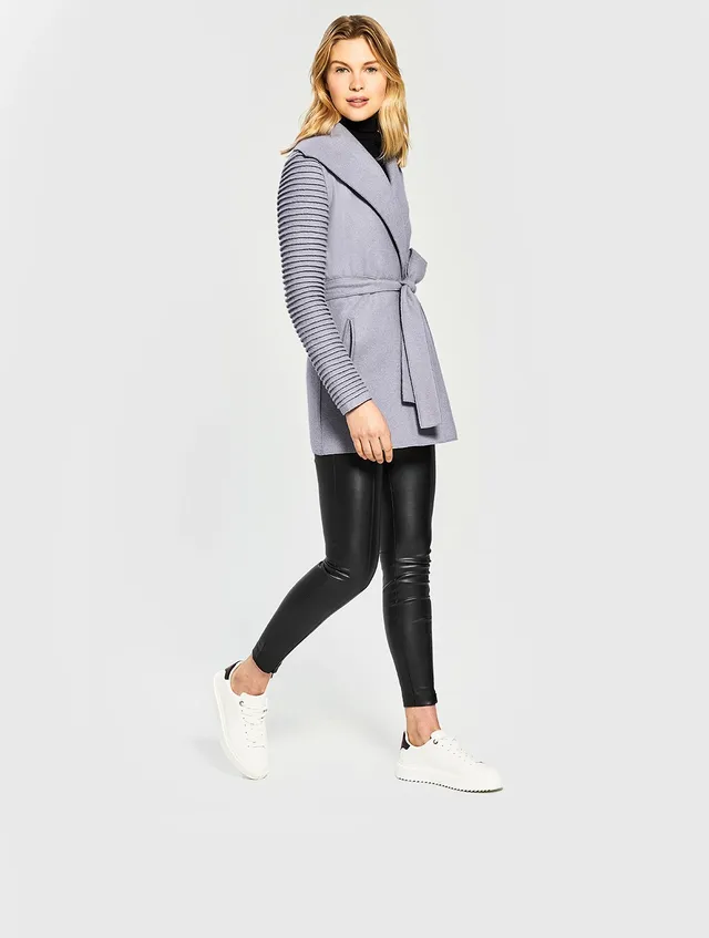 Sentaler wrap coat clearance with ribbed sleeves