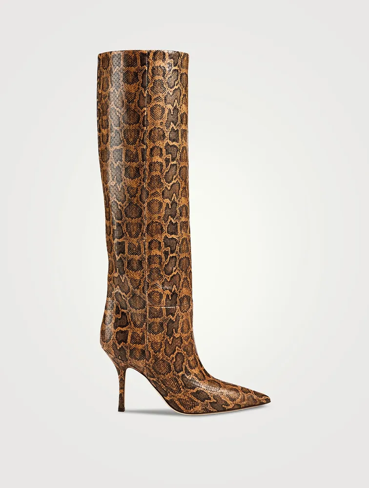 Knee high outlet python boots