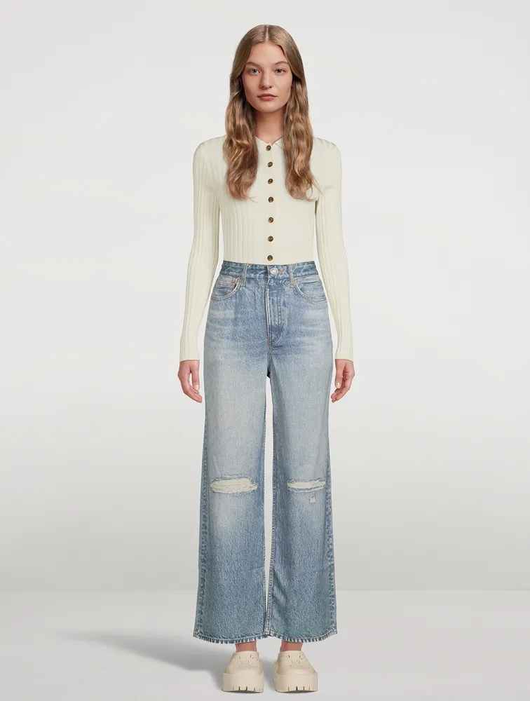 RAG & BONE Miramar Trompe L'oeil Liquid Wide-Leg Pants | Square One