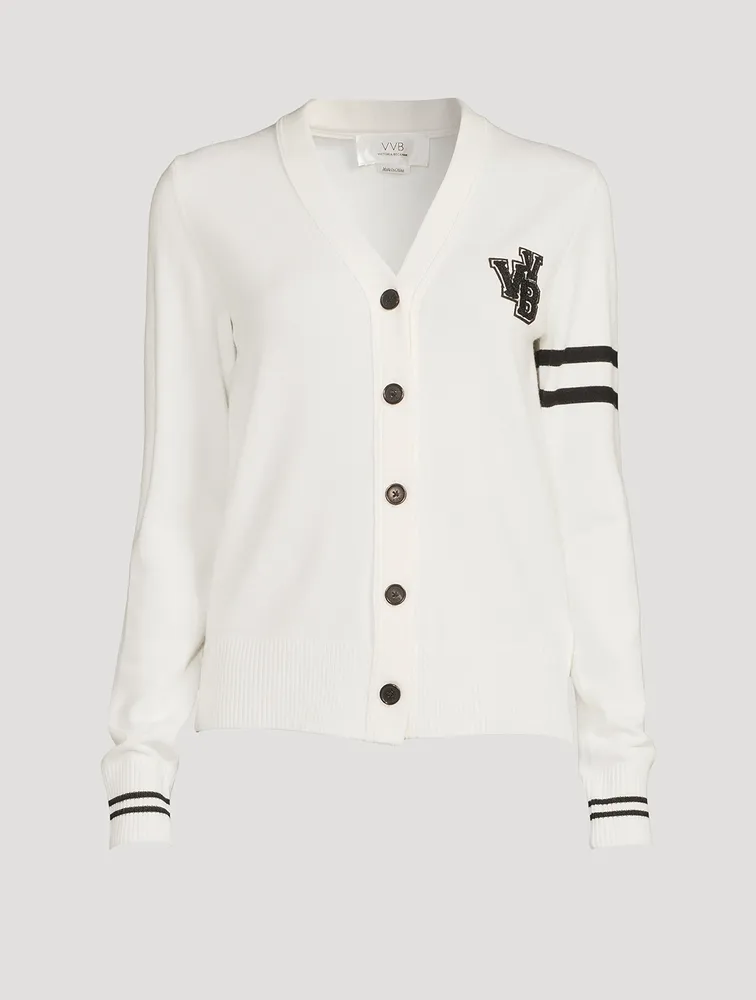 VICTORIA VICTORIA BECKHAM Merino Wool Varsity Cardigan | Yorkdale Mall