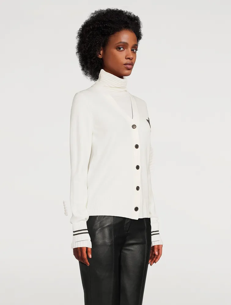 VICTORIA VICTORIA BECKHAM Merino Wool Varsity Cardigan | Yorkdale Mall