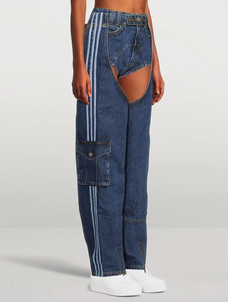 ADIDAS X IVY PARK IVY PARK Denim Chaps With Denim Shorts