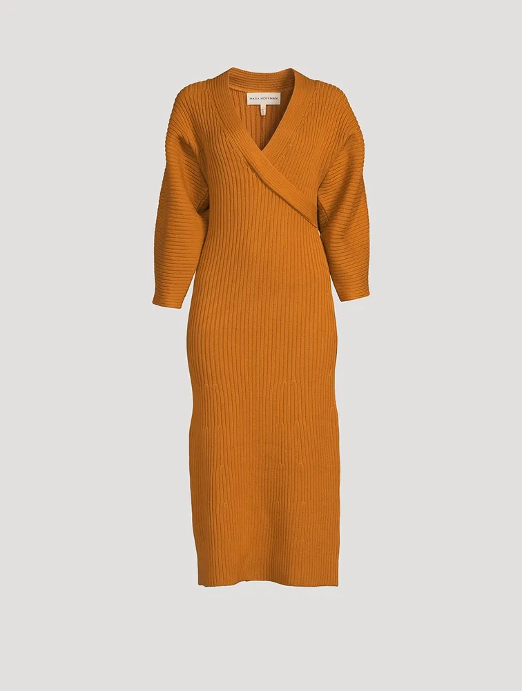 MARA HOFFMAN Samira Organic Cotton Knit Long Sleeve Midi Dress