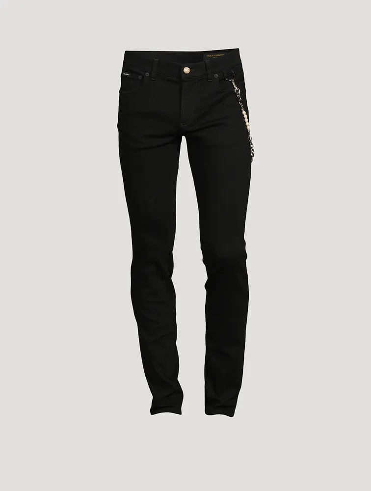 Jeans with best sale chain detail