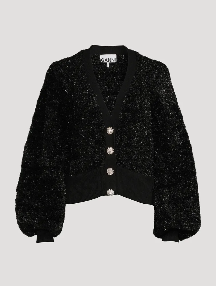 GANNI Sparkle Knit Cardigan With Crystal Buttons | Yorkdale Mall