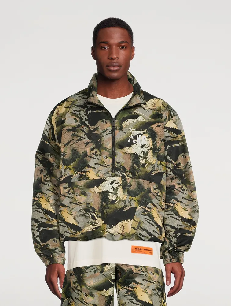 Holt Renfrew Nylon Pullover Windbreaker Jacket In Camo Print