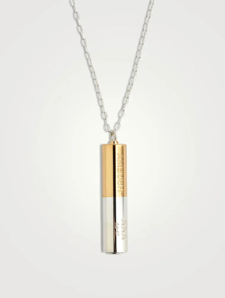 AMBUSH Sterling Silver Battery Charm Necklace | Square One