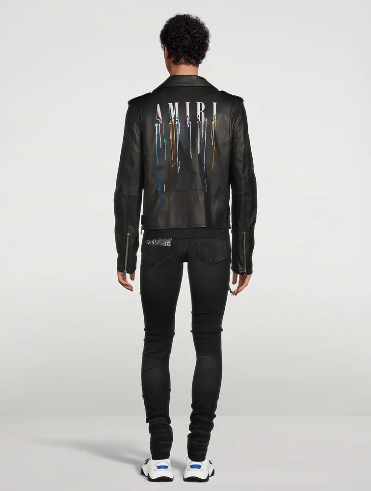 AMERI ♡ LEATHER JACKET AMIRI logo-patch Leather Jacket | Black | FARFETCH