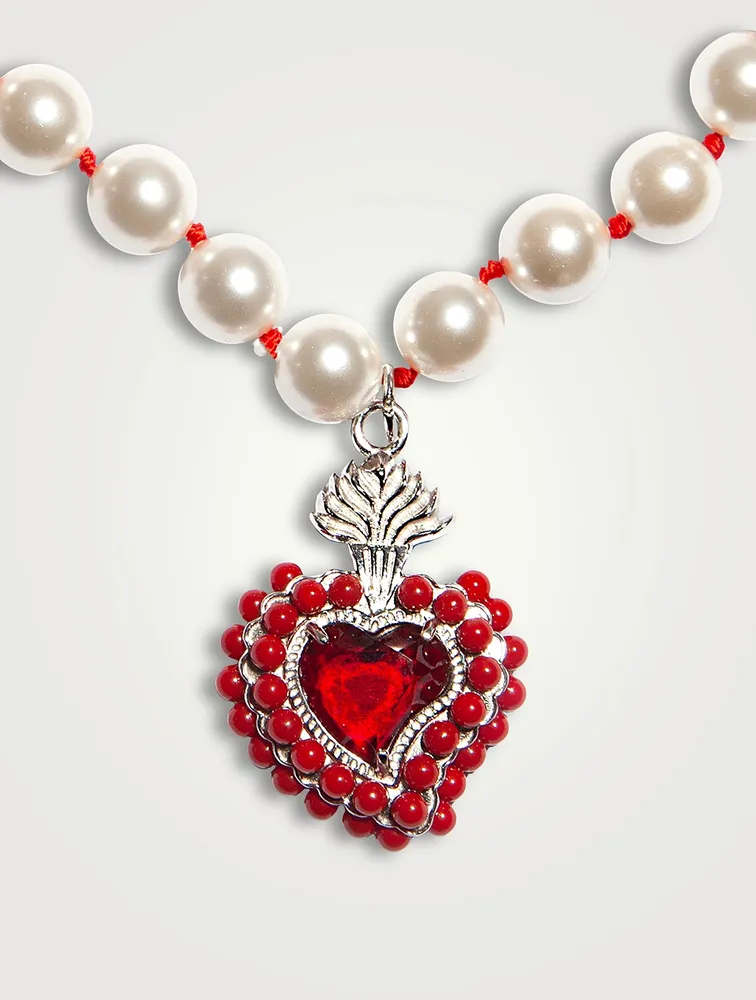 WHENSMOKECLEARS Radiant Heart Necklace With Pearls | Square One