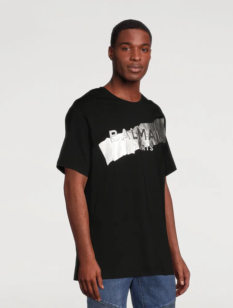 BALMAIN Oversized T-Shirt With Logo Silver Tape | Square One