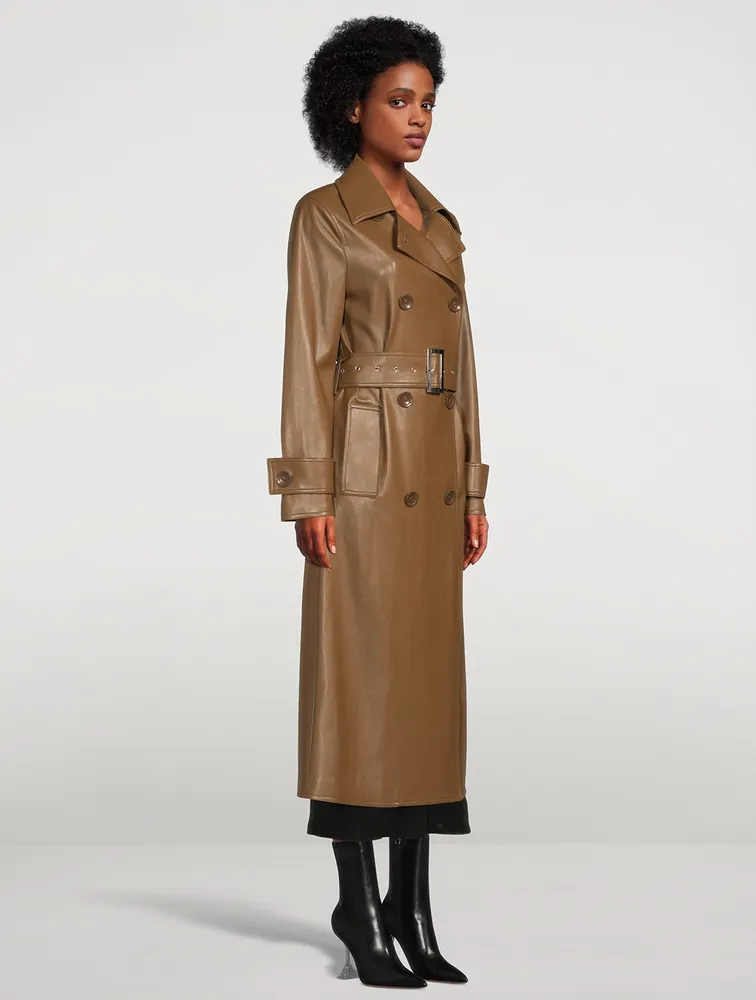 STAND STUDIO Malou Faux Leather Fitted Trench Coat | Square One