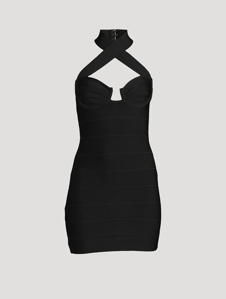 HERVE LEGER Halter Mini Dress | Square One