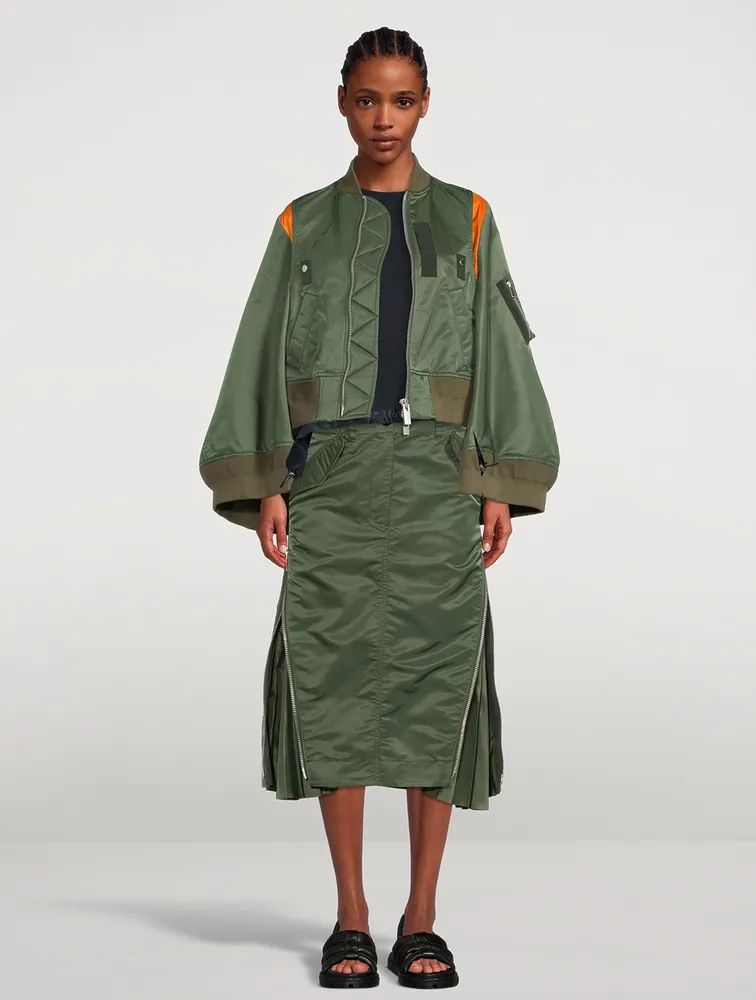 SACAI Nylon Twill Mix Bomber Cape | Square One