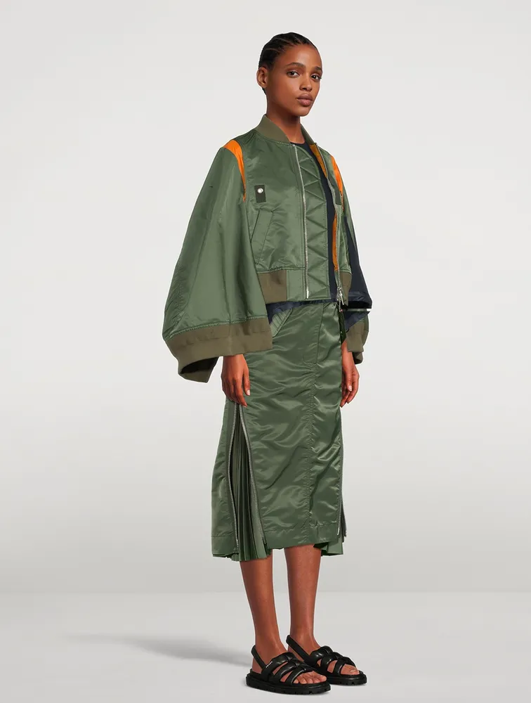 SACAI Nylon Twill Mix Bomber Cape | Square One