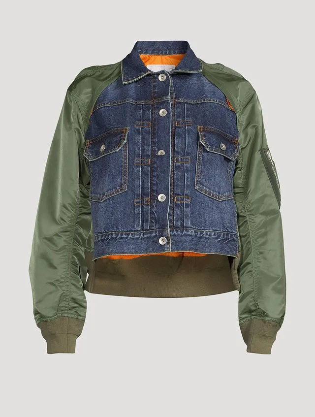 SACAI Denim x Nylon Twill Mix Blouson Bomber Jacket | Square One