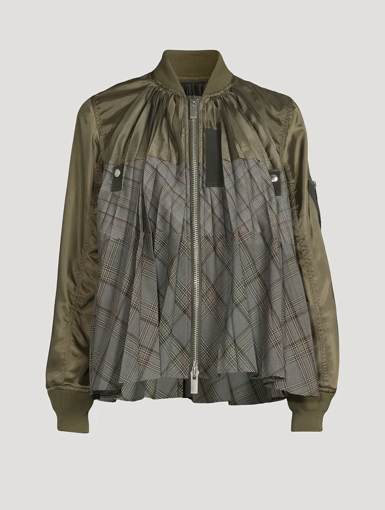 SACAI Glen Check Mix Blouson Bomber Jacket | Yorkdale Mall