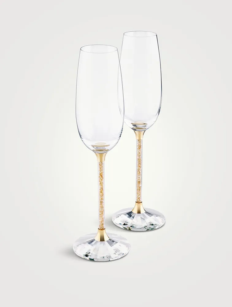 SWAROVSKI Set Of Two Crystalline Toasting Flutes Square One